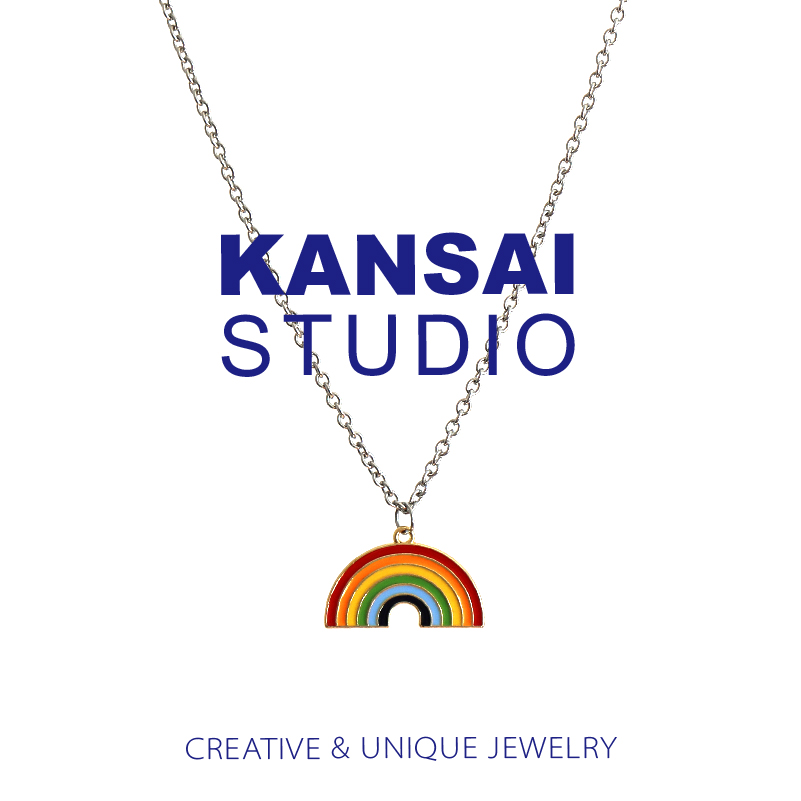 KANSAI Rainbow Necklace Harajuku Personality Land Cool Bunty Male Couple ins ins Net Red Same sweater chain