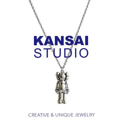 KANSAI homemade cute doll pendant clay cool bungedy necklace ins tide hip hop decorative chain men and women
