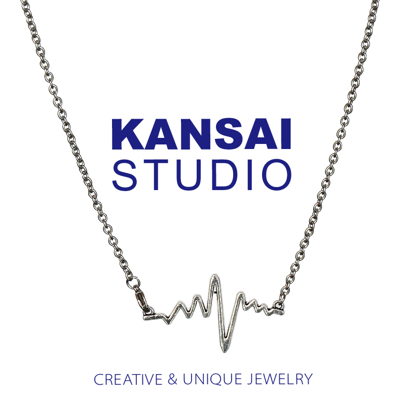 KANSAI homemade electrocardiogram wave earth cool Bundy girl wind necklace personality heartbeat sweater chain COUPLE pendant