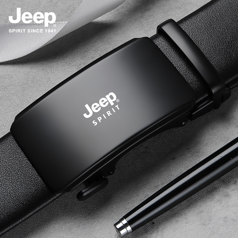 Jeep jeep men's belt leather automatic buckle middle-aged and young business casual leather men's pants belt simple