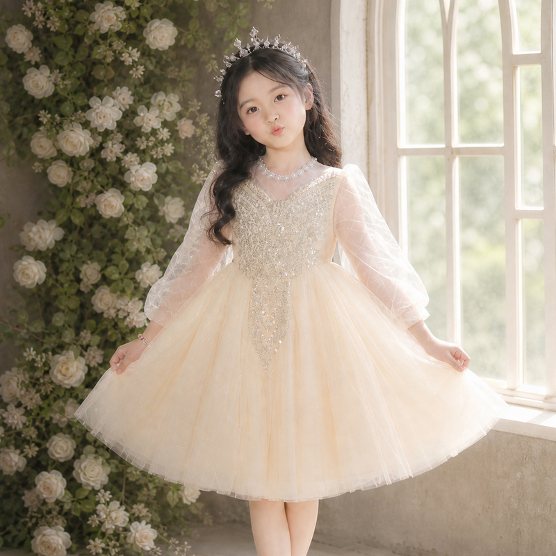 Girls' Dresses, High-End, Light Luxury, Niche, Stylish, Beautiful Princess Dresses for Children, Little Girls' Host Show Costumes Girls' Dresses, High-End, Light Luxury, Niche, Stylish, Beautiful Princess Dresses for Children, Little Girls' Host Show Costumes