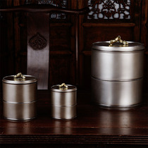 Liao Da pure tin Chinese tea cans tin cans large medium and small bamboo metal sealed cans bulk Puer tea fresh barrels