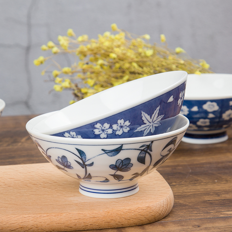 Meinung burn cordless five inch bowl bowl tableware imported from Japan single gift of blue and white porcelain bowls of rice bowl bowl