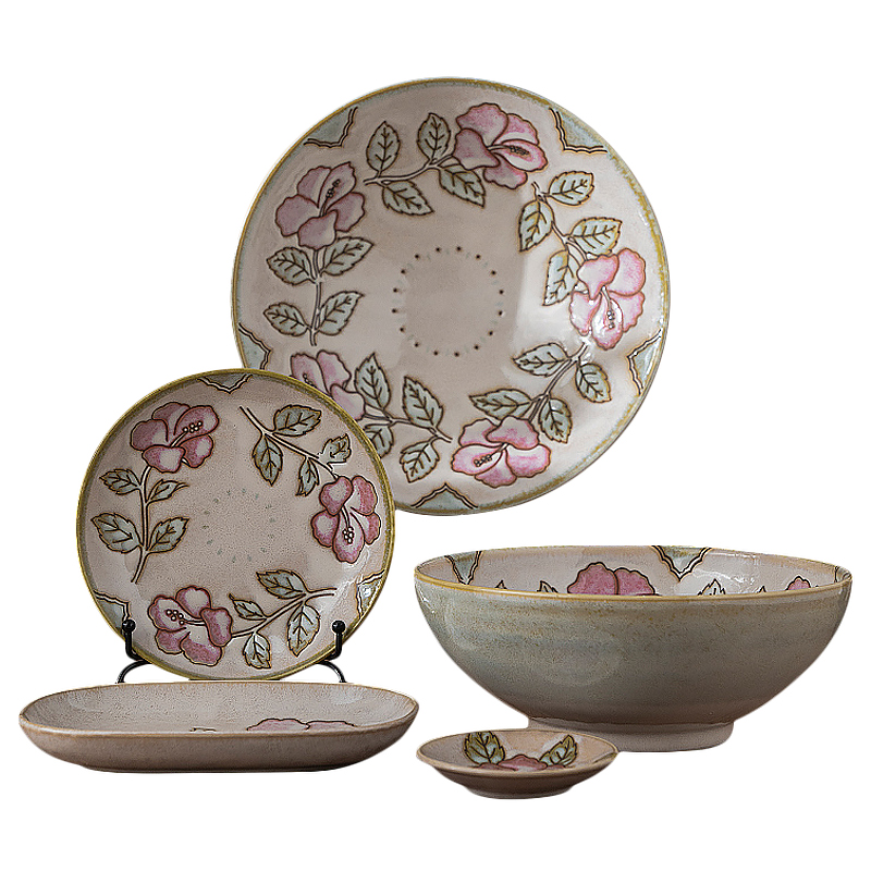 Meinung'm household the plants flower bowls plates ceramic tableware portfolio suits for sushi plate steamed bowl of soup bowl