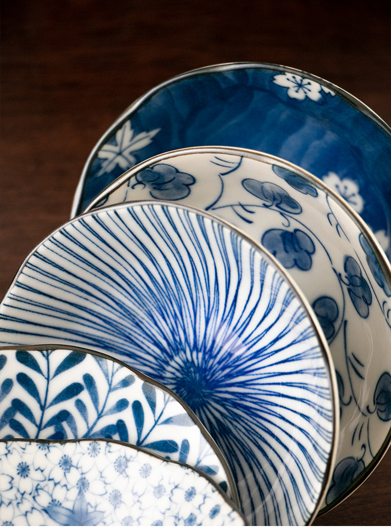 Meinung burn Japan into the dish taste Japanese ancient dyed blue made ceramic home snacks soy sauce pepper dish of fruit dish
