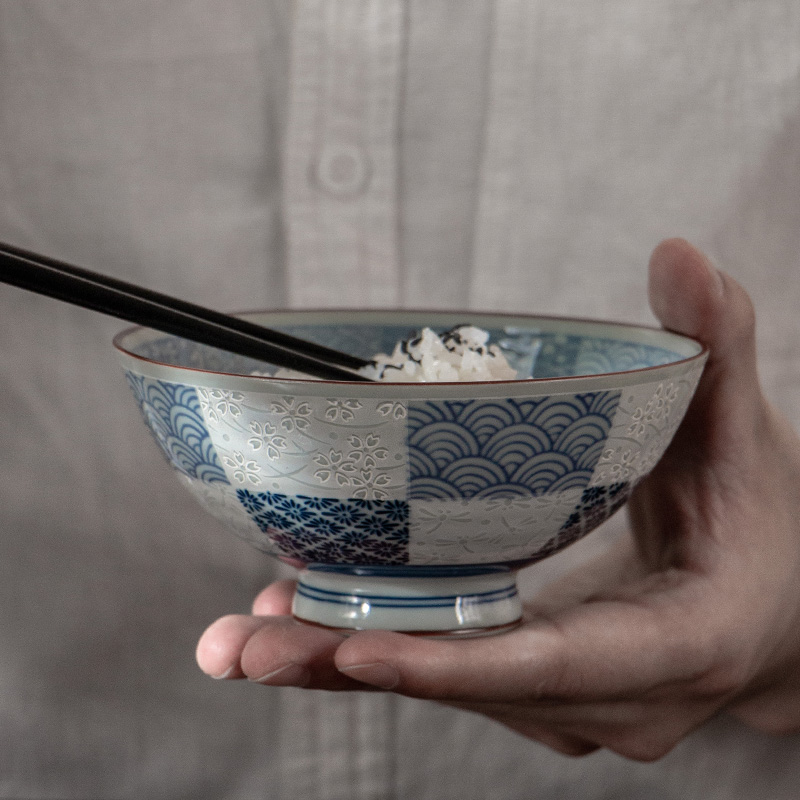 Tall bowl bowl of a single hat to job simple blue and white porcelain bowls new Japan move meinung burn imported from Japan