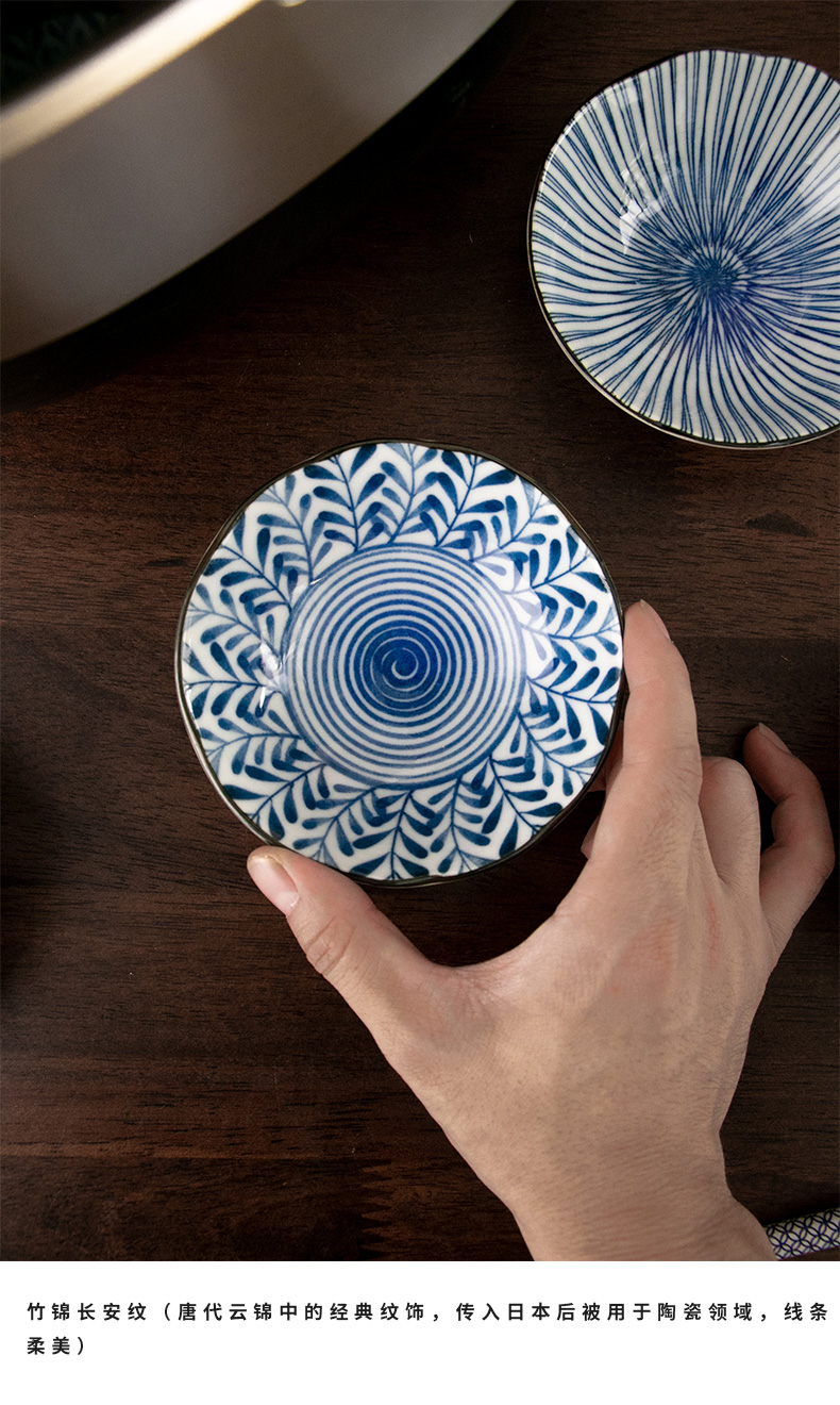 Meinung burn Japan into the dish taste Japanese ancient dyed blue made ceramic home snacks soy sauce pepper dish of fruit dish