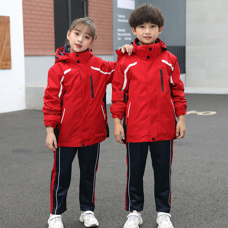 Elementary school charge jacket school uniform set detachable autumn and winter clothes for middle school students thick coat children's class uniform three-piece set