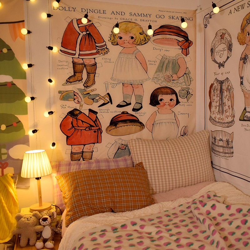 American Comeback Dolls Hang burly Leins Wind Children's room Dormitory Bedside Background Cloth Rental Renovation Wall Cloth
