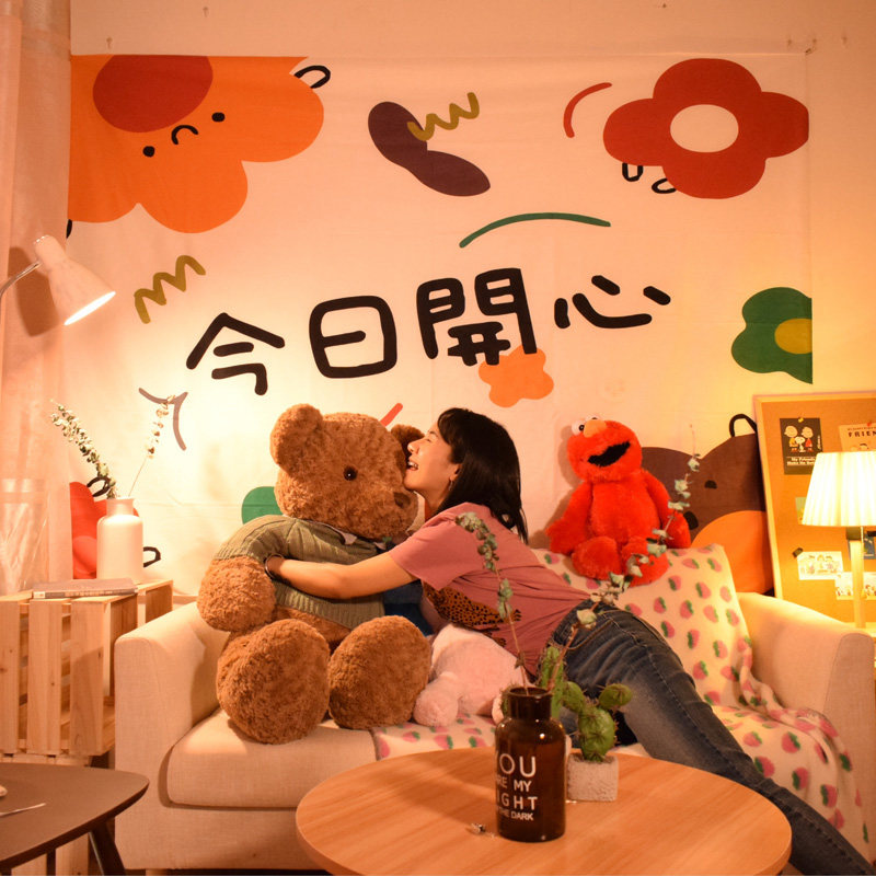 Cute Teenage Girl Net Red Background Placement Room Decoration Ins Wind Hanging Cloth Bedside Dormitory Rental Room Renovation Wall Cloth