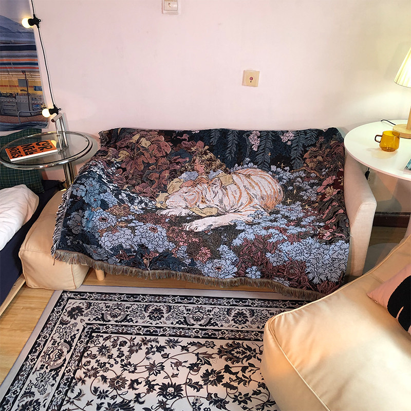 GALA pastoral style illustration sofa blanket towel ins wind decorative blanket bed blanket wall decoration tapestry tapestry