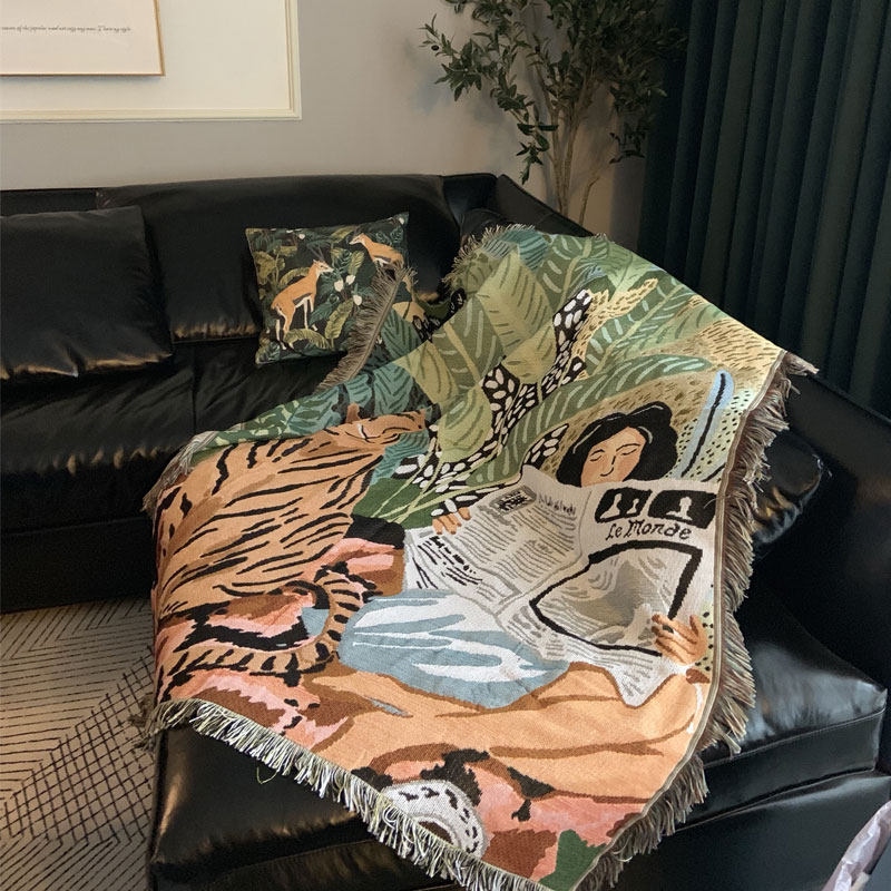 Son Ensemble Personality Art Sofa Tapestry Tapestries Universal Sofa Towels Anti-Slip Sloth Sofa Single Double Cover Blanket