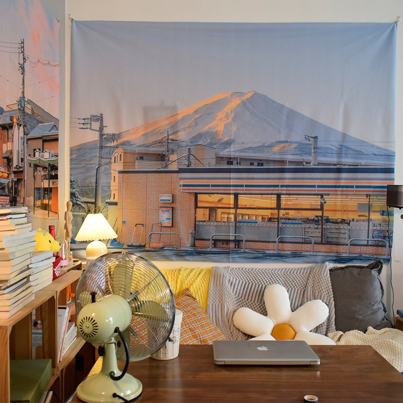 GALA Day Ensemble Fuji Mountain Ins Wind Decoration Hanging Cloth Bedroom Dorm Room Large Renovation Bedside Wall Cloth Sofa Background Cloth