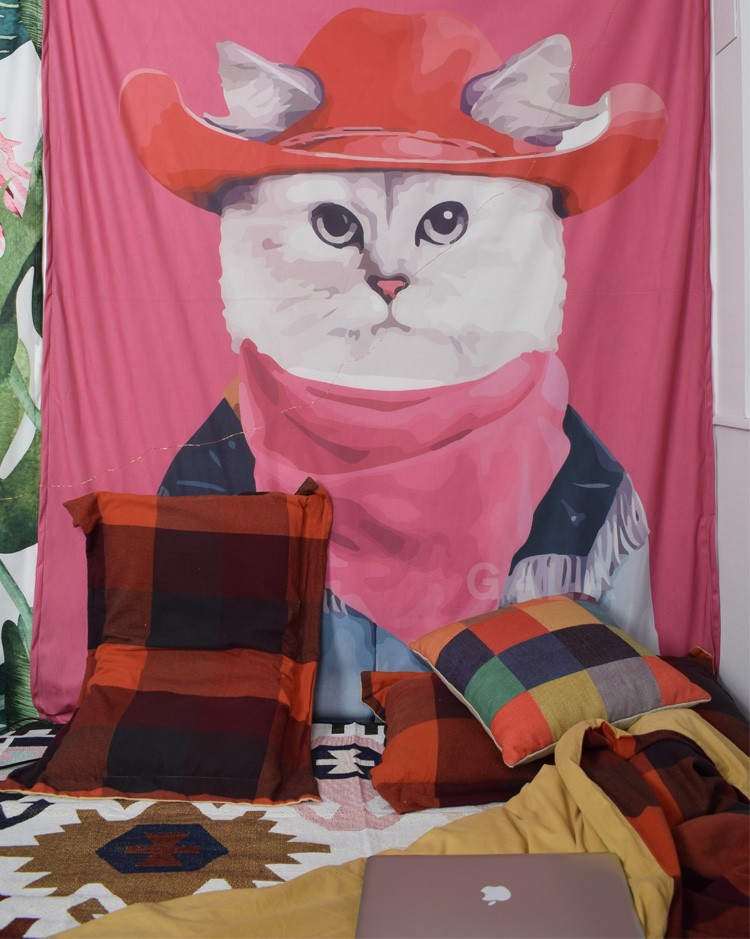 ins Bắc Âu Flamingo Valance Vibrato nền camera vải đầu giường phòng ngủ thảm Bed and Breakfast sống trang trí tường - Tapestry thảm treo đầu giường