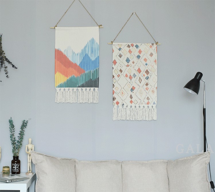Nền vải ins treo vải phong cách Bắc Âu B & B trang trí tấm thảm sáng tạo cotton dệt tua phòng khách vải sơn thảm treo tường one piece
