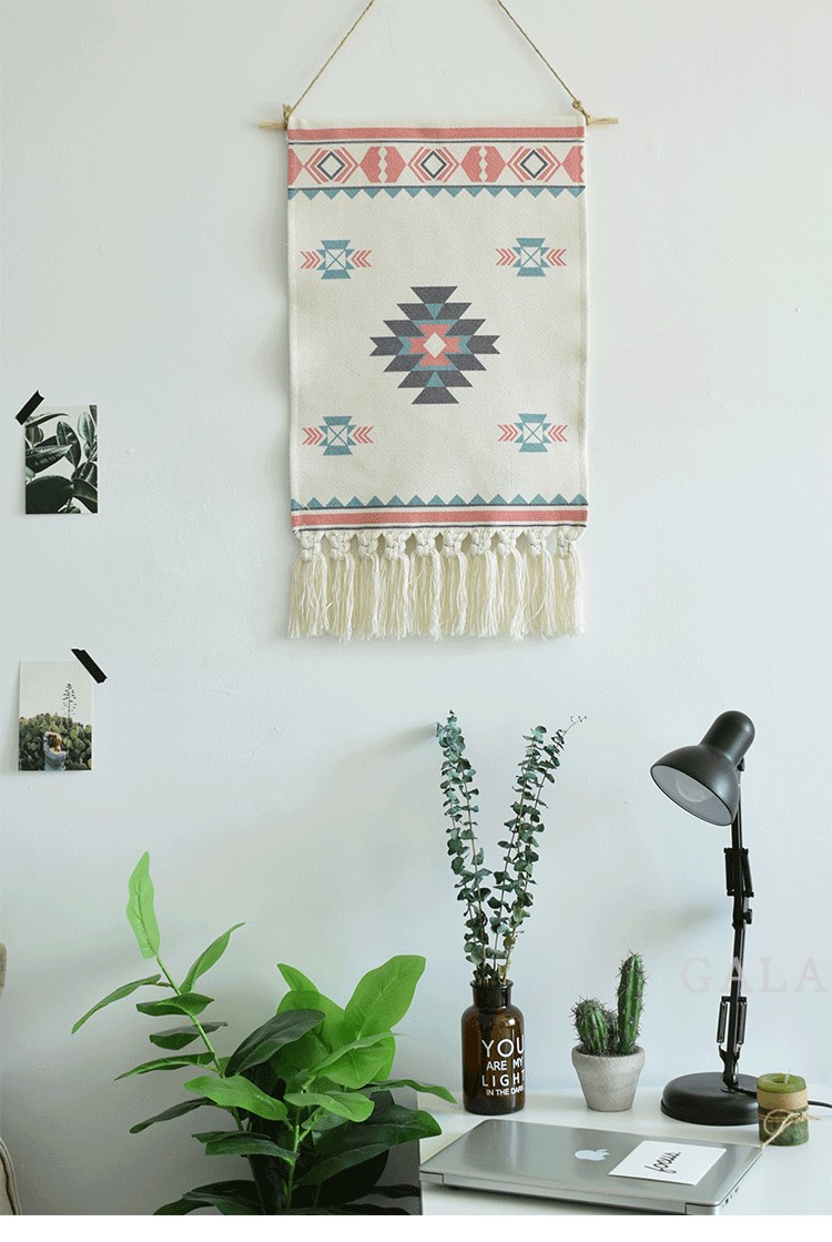 Nền vải ins treo vải phong cách Bắc Âu B & B trang trí tấm thảm sáng tạo cotton dệt tua phòng khách vải sơn thảm treo tường one piece