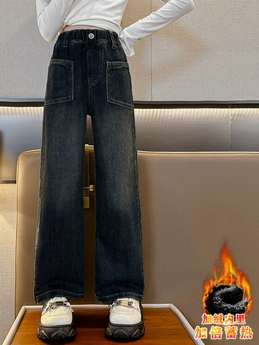 Осенние штаны, весенние детские джинсы, в западном стиле, свободный прямой крой, подходит для подростков