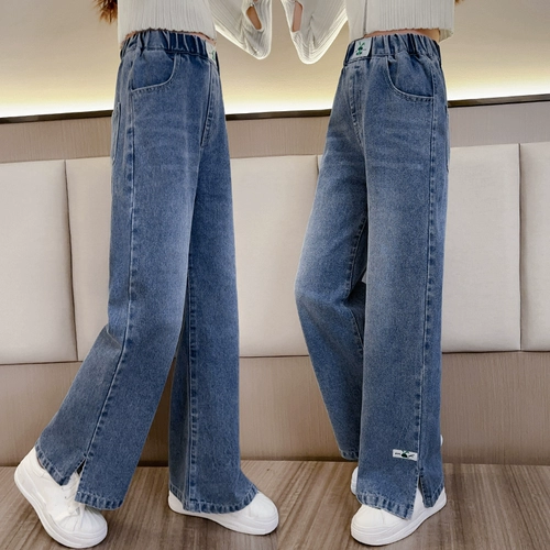 Осенние штаны, прямые свободные джинсы для отдыха, в корейском стиле, в западном стиле, подходит для подростков, оверсайз