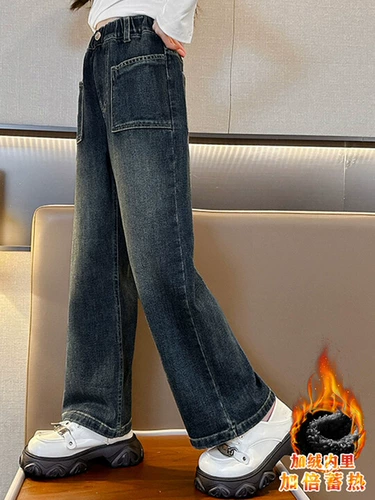 Осенние штаны, весенние детские джинсы, в западном стиле, свободный прямой крой, подходит для подростков