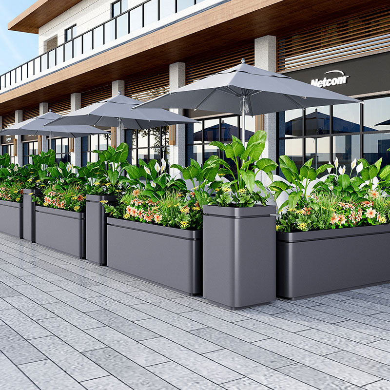 Outdoor Wrought Iron Flower Box Fence, Outdoor Street Stainless Steel Flower Trough, Rectangular Flower Pot, Sales Office Square Flower Bed Outdoor Wrought Iron Flower Box Fence, Outdoor Street Stainless Steel Flower Trough, Rectangular Flower Pot, Sales Office Square Flower Bed