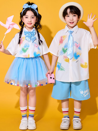六一儿童啦啦队演出服学院风小学生合唱朗诵表演幼儿园毕业照班服