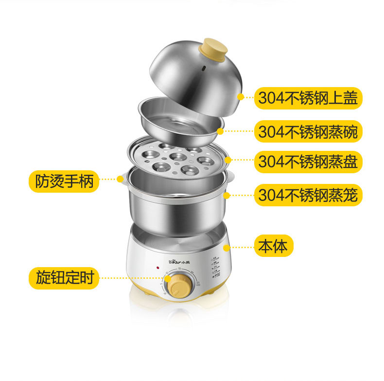 Nồi trứng chiên ZDQ-A07U1 nồi hấp trứng hấp nồi trứng luộc hai lớp nhỏ ăn sáng - Nồi trứng ca nấu mì daewoo den-m550