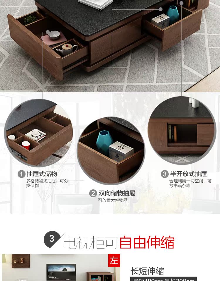 Bàn trà đá lửa Tủ kết hợp tủ bàn ghế phòng khách đơn giản hiện đại đa chức năng lưu trữ Bàn cà phê Bắc Âu - Bàn trà bàn uống nước thông minh