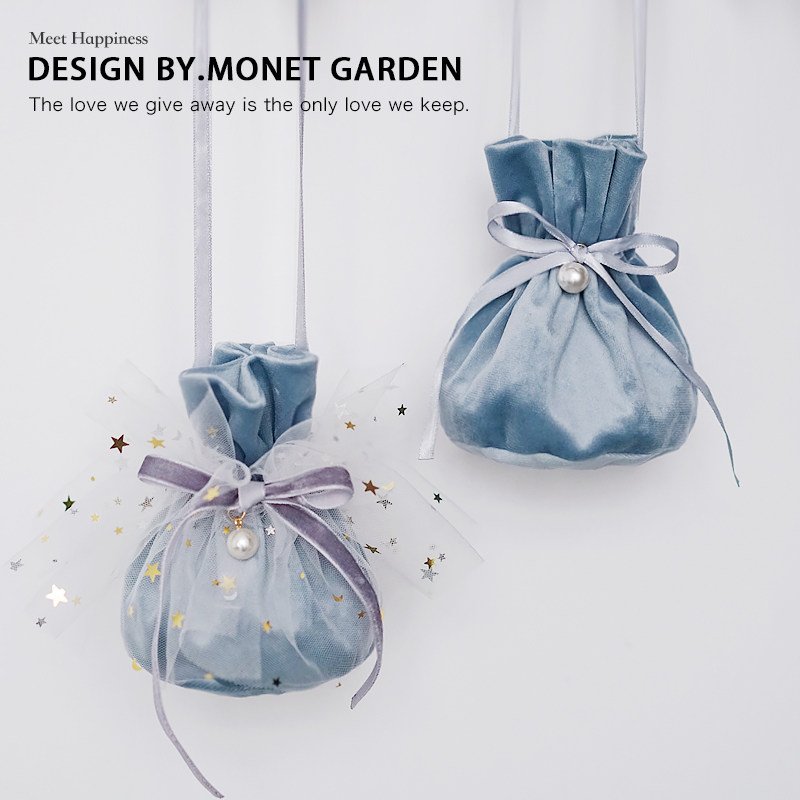 Monet Garden Wedding Happy Sugar Box Wedding Sugar Bagel Velvet Bags Hand Ins Wind Candy Packaging Boxes Empty Boxes-Taobao