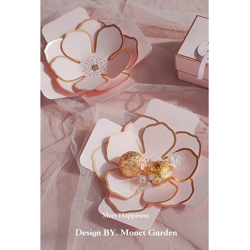 Monet Garden Married Sugar Box Gift Box Creative 2023 New Wedding Confucius Carton Package Box empty box