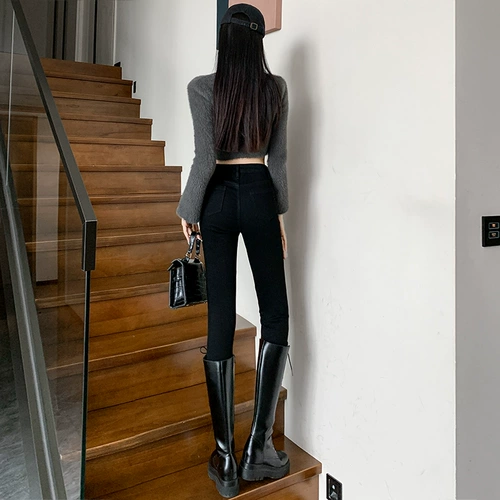 Весенние джинсы, штаны, приталенный джинсовый демисезонный карандаш, высокая талия, 2025 года, в обтяжку