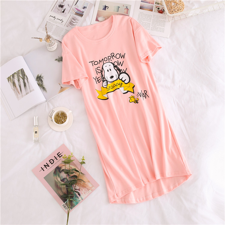 HelloKitty nightdress nữ mùa hè Hàn Quốc phiên bản của sinh viên mới cotton ngắn tay có thể mặc lỏng dài-đồ ngủ dài