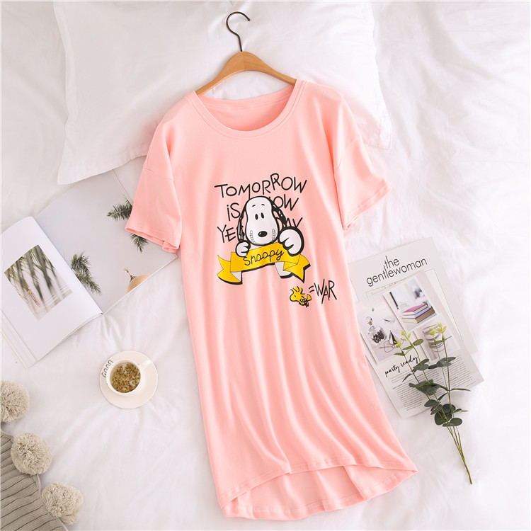 HelloKitty nightdress nữ mùa hè Hàn Quốc phiên bản của sinh viên mới cotton ngắn tay có thể mặc lỏng dài-đồ ngủ dài