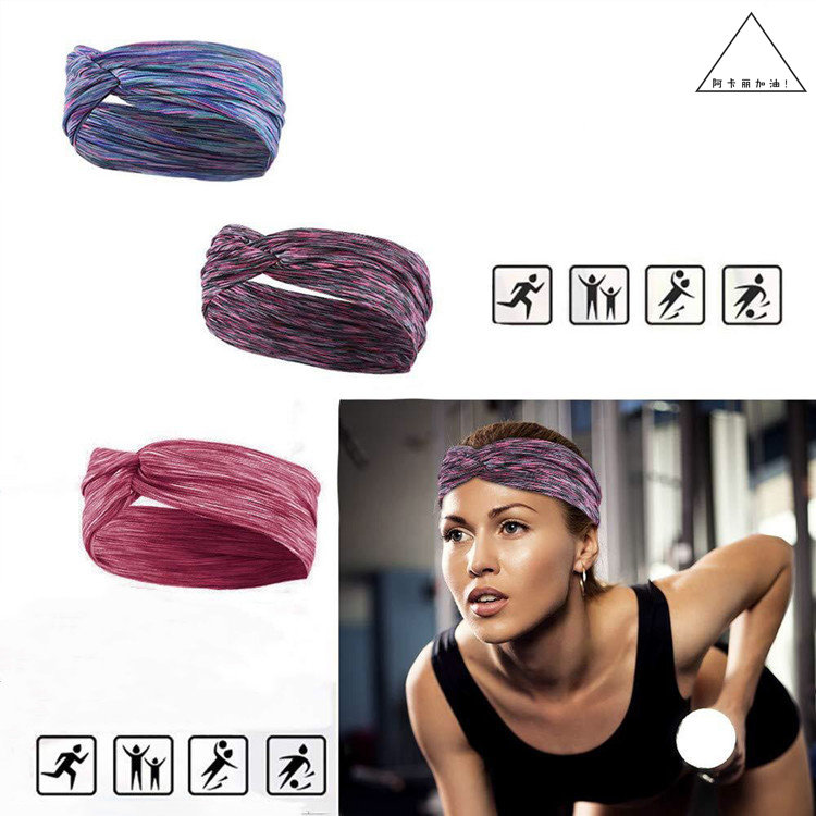 Beat Rolling Anger ten thousand * Can hair band Lady hair stirrup Elastic Cross Beam Hair Band Movement Yoga Stripe sweat headscarf 