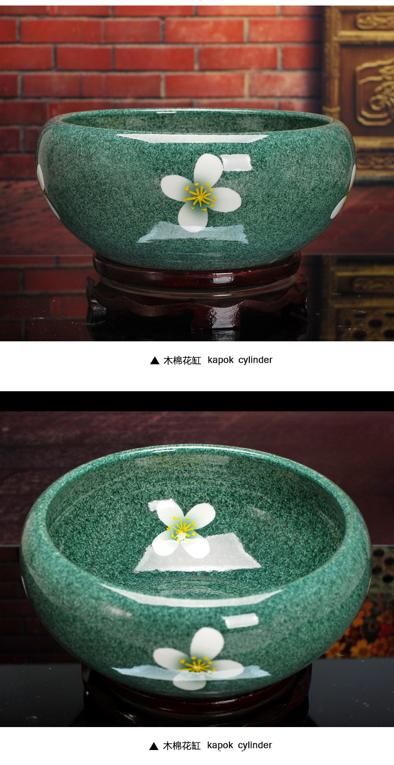 Jingdezhen ceramic aquarium pet gold fish tank water lily basin bowl lotus lotus cylinder cylinder tortoise GangPen sitting room place the flood water