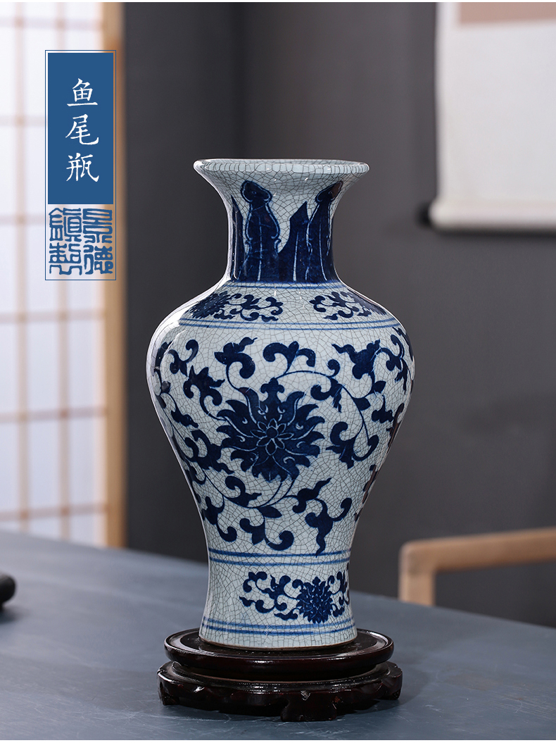 Jingdezhen ceramics antique blue and white porcelain vases, flower arrangement sitting room adornment style restoring ancient ways home furnishing articles porcelain