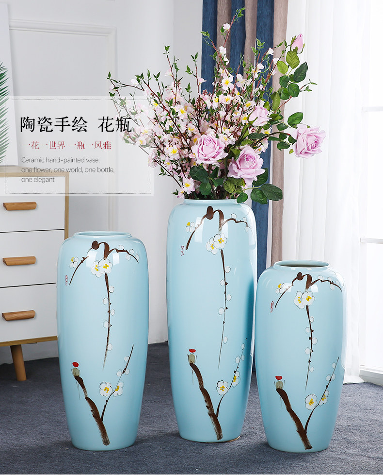 落地花瓶陶瓷大号瓷器瓷瓶创意现代新中式客厅家居电视柜装饰摆件 景德镇名瓷在线
