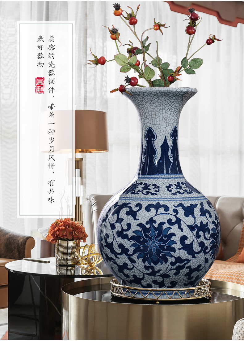 Jingdezhen ceramics antique blue and white porcelain vases, flower arrangement sitting room adornment style restoring ancient ways home furnishing articles porcelain
