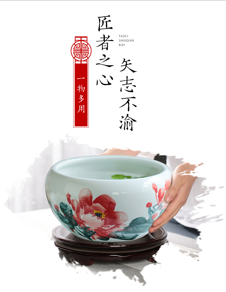 Jingdezhen ceramics furnishing articles snow cuhk aquarium water shallow refers to basin water lily tortoise cylinder storage cylinder porcelain