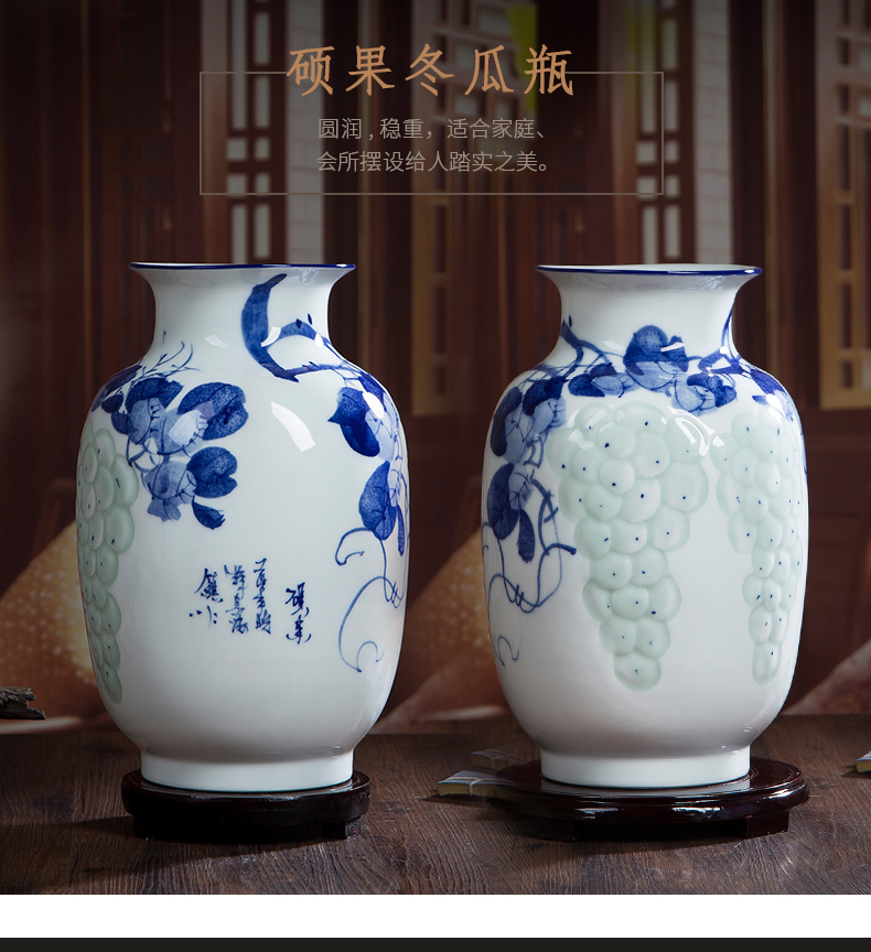 Jingdezhen hand - made ceramic porcelain vase furnishing articles hand - made lotus flower arranging the modern Chinese style living room sitting room adornment