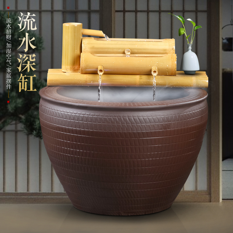 Jingdezhen ceramic floor-to-ceiling ornaments oxygen-enhancing circulating water fish tank living room tea room office housewarming new house gifts