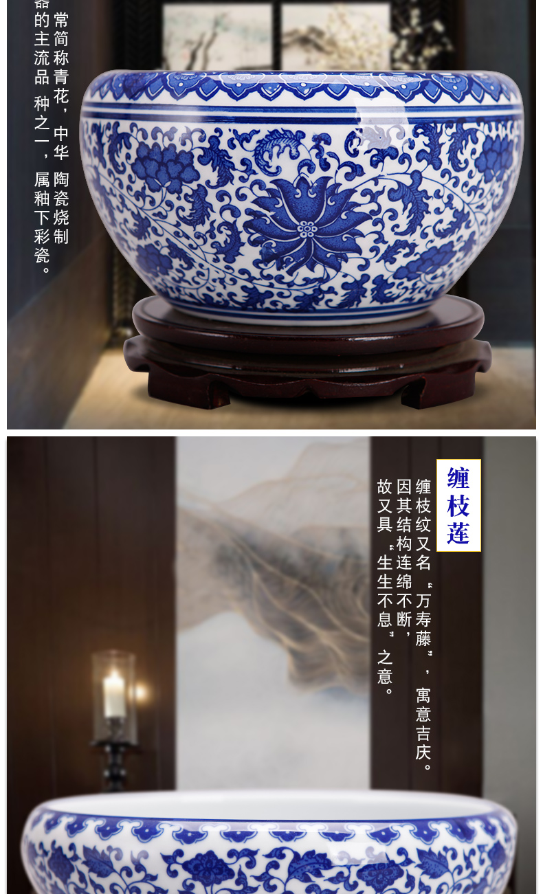 Basin of jingdezhen ceramics aquarium fish tank water lily bowl lotus flower POTS round of horticulture plant POTS