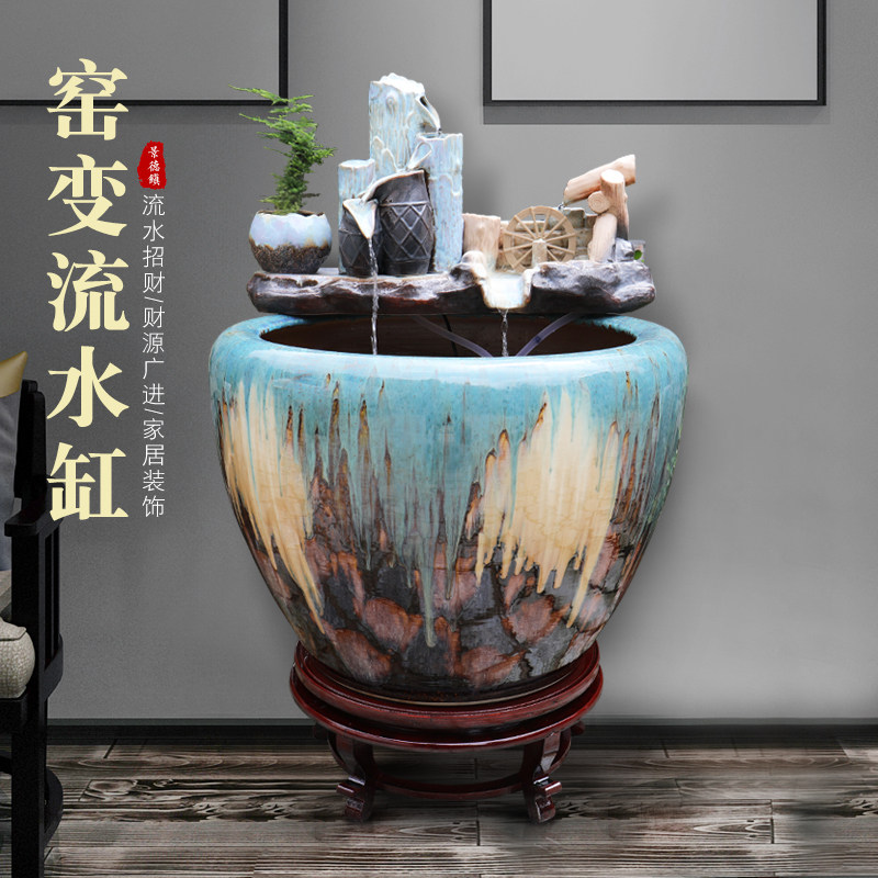 Ceramic fish tank living room waterscape water decoration landing water making money feng shui wheel circulating water fountain decoration