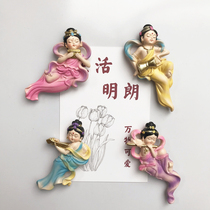 (4) Ins lovely Gansu Dunhuang Flying Heaven Creative Solid resin Magnetic Refrigerator Sticker Home Decoration