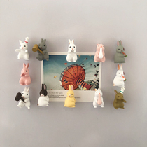 12 Han Edition Cartoon Cute Little Rabbit Creative 3D Magnetic Fridge Sticking paparazzi doll Magnetic sticker set