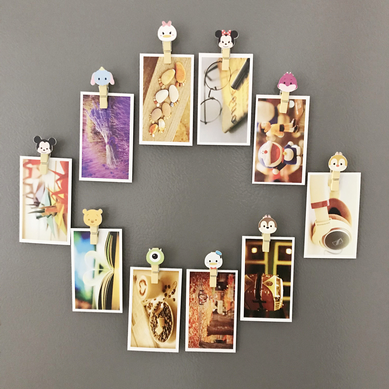 Cartoon wooden clip magnetic refrigerator sticker whiteboard photo wall photo tile office file receipt clip tile