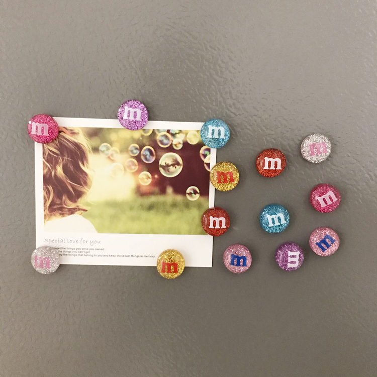 Fun Emulation Flash Powder M Bean Magnetic Fridge Post Resin Chocolate Bean Metal Whiteboard Photo Fixed Magnet