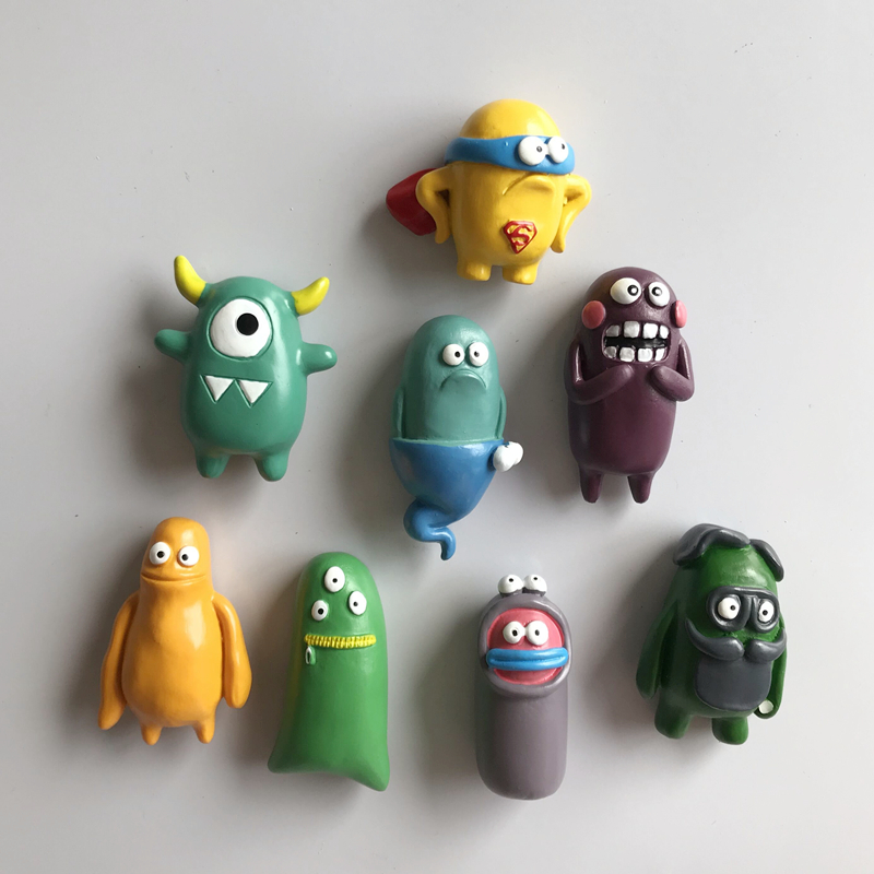 (4) creative cute to blame solid cartoon small monster magnetic fridge with freezer decoration