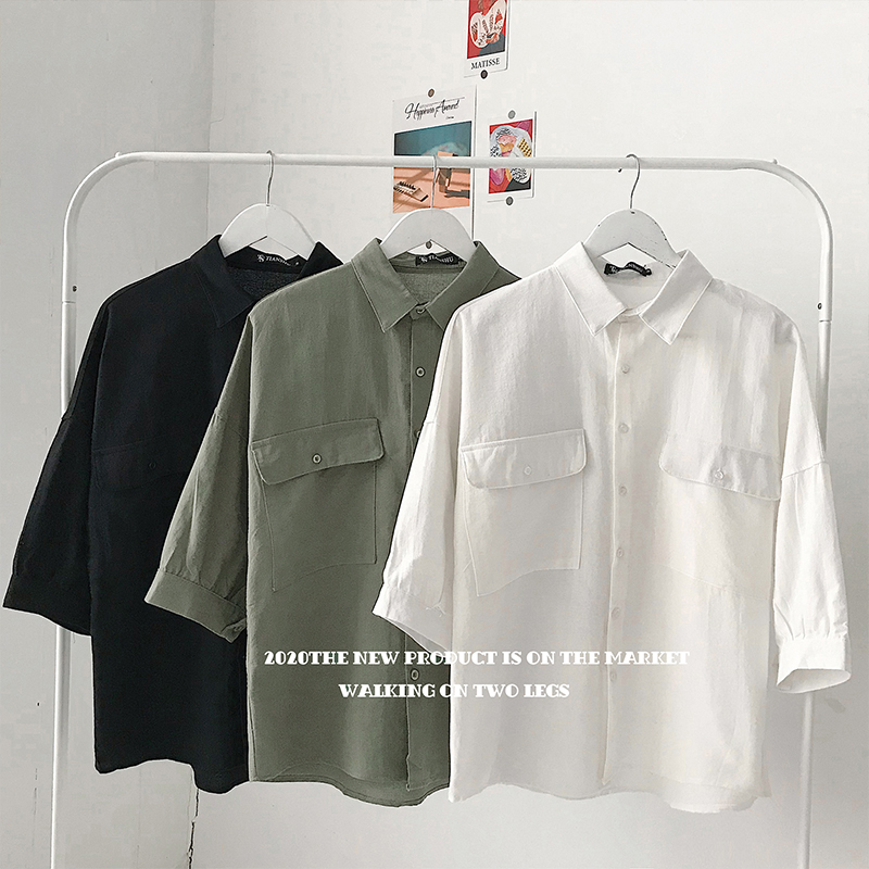 Bảy tay dmột-shirt của phụ nữ rắn màu workshirt thủy triều 2020 mới cổ điển port-hương sang trọng giản dị mùa hè hàng đầu