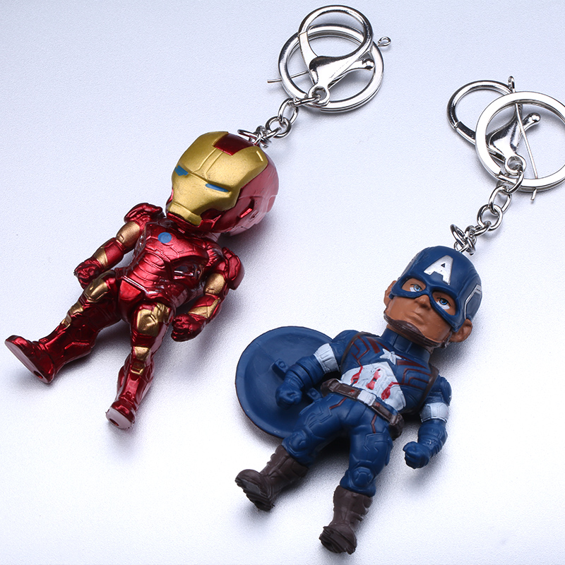 Iron Man Keychain Pendant Male Personality Creative Avengers 4 Captain America Doll Ornament Hand-Do Hulk