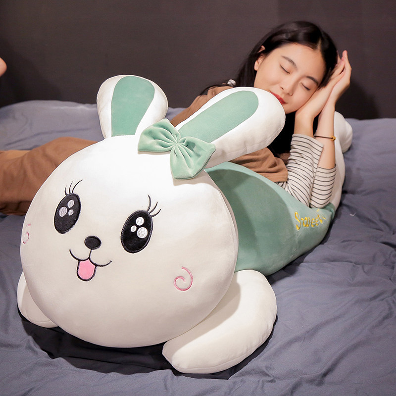 Happy rabbit plush toy doll accompany you to sleep pillow cute girl princess gift bed rabbit doll
